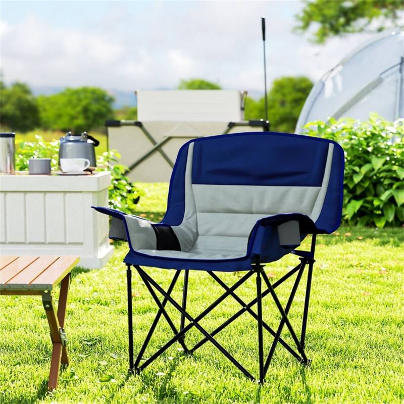 Premium Foldable Camping Chair with Carry Bag 600D Oxford Fabric Metal Frame - 39" W x 28" D x 40.6" H