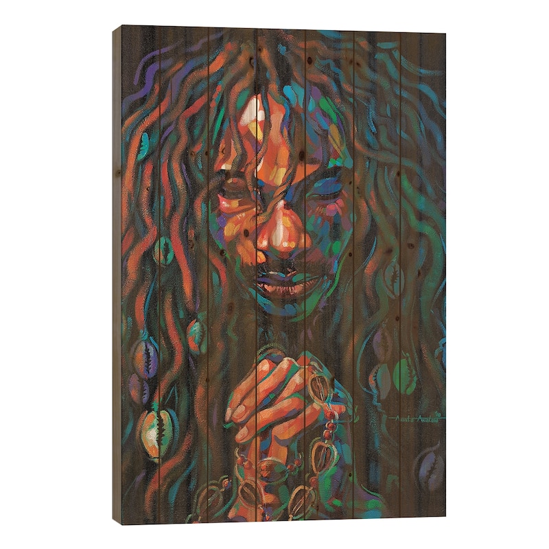 Faith In Your Hands Print On Wood by Akintayo Akintobi - Multi-Color - 26x18x1.5