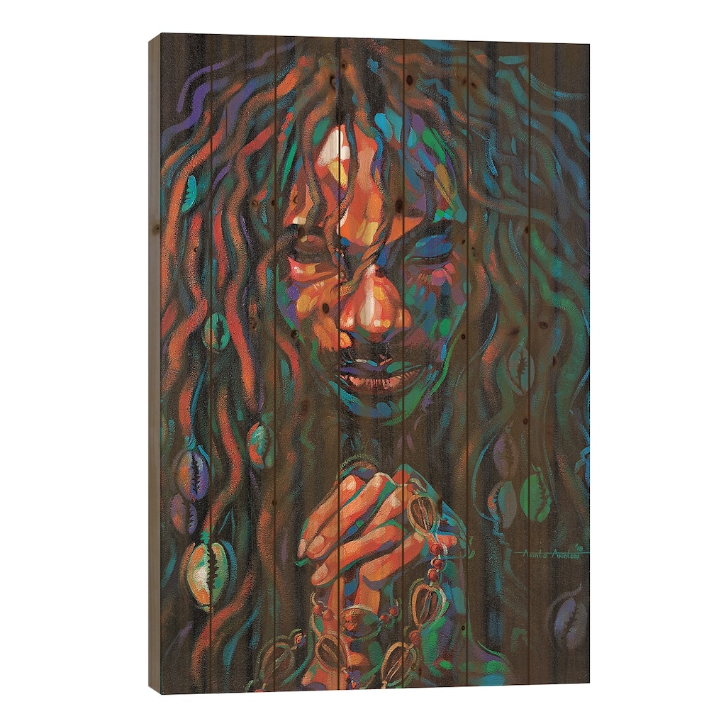 Faith In Your Hands Print On Wood by Akintayo Akintobi - Multi-Color