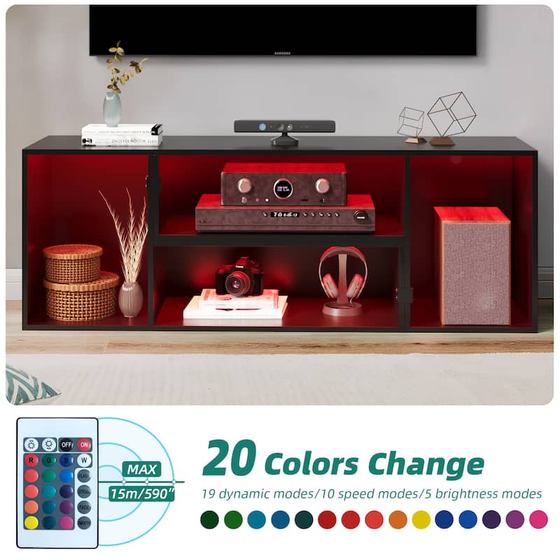 Moasis Modern DIY TV Stand Deformable Entertainment Center with LED Light Strip