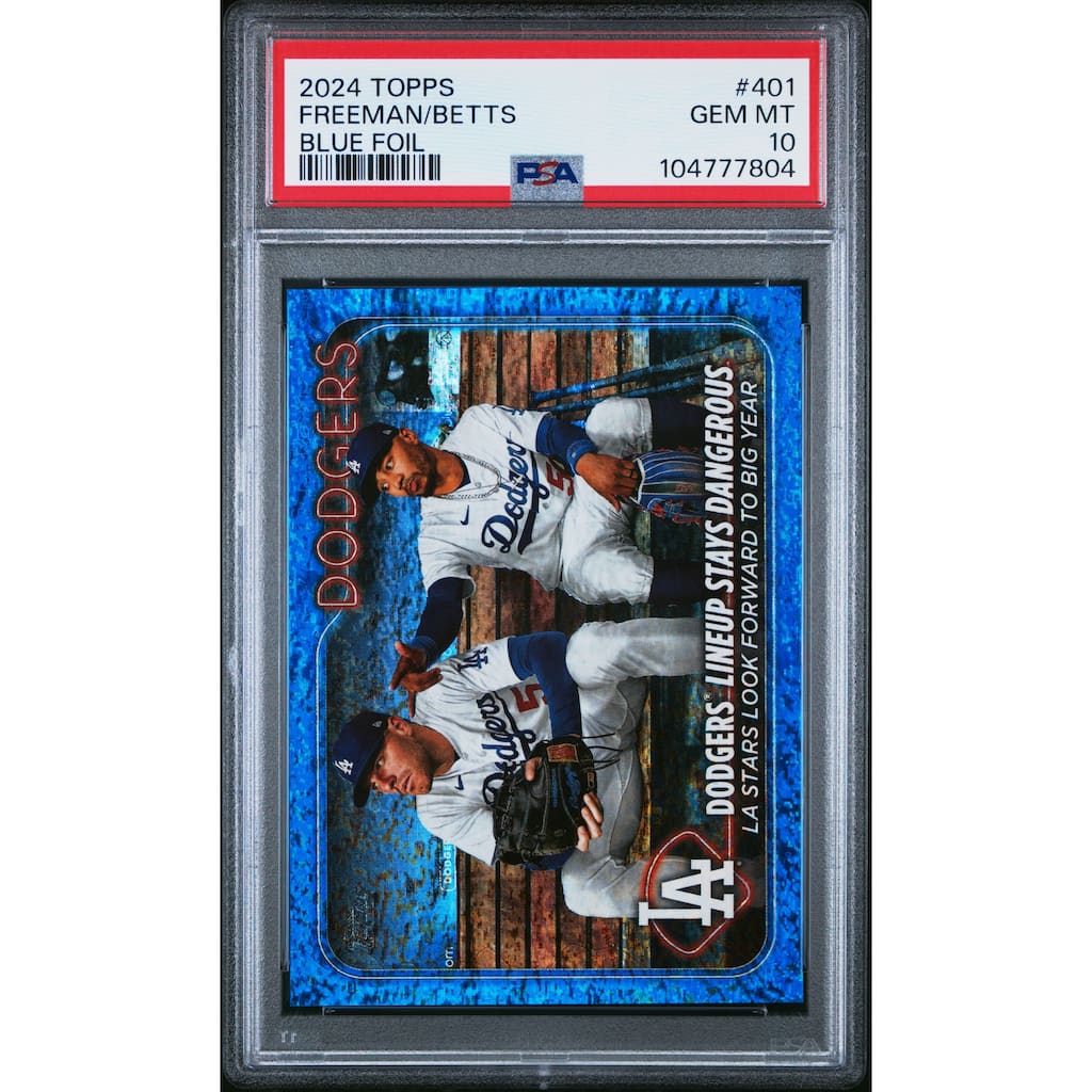 Freddie Freeman Mookie Betts 2024 Topps Blue Foil Baseball Card #401 Graded PSA 10 943/999 - 8' x 11'