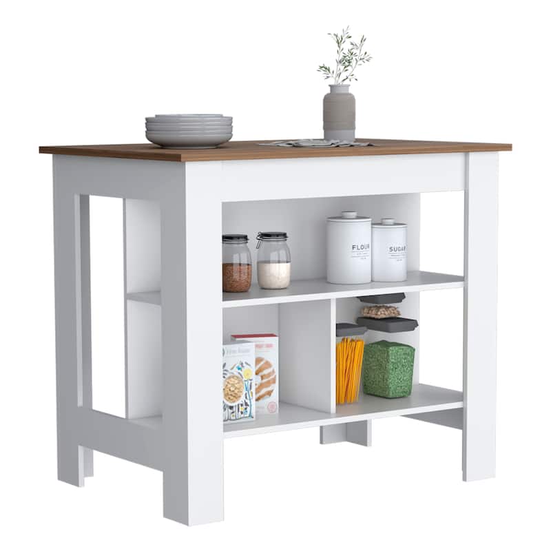 Cortes Kitchen Island 2-Tier Shelf 40" Width and large Work Top
