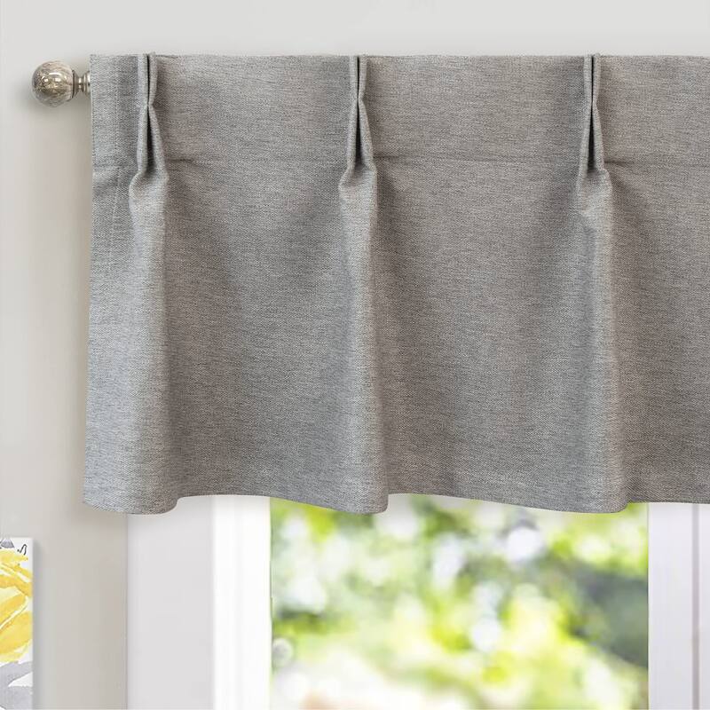 DriftAway Blackout Pinch Pleat Faux Linen Textured Solid Valance