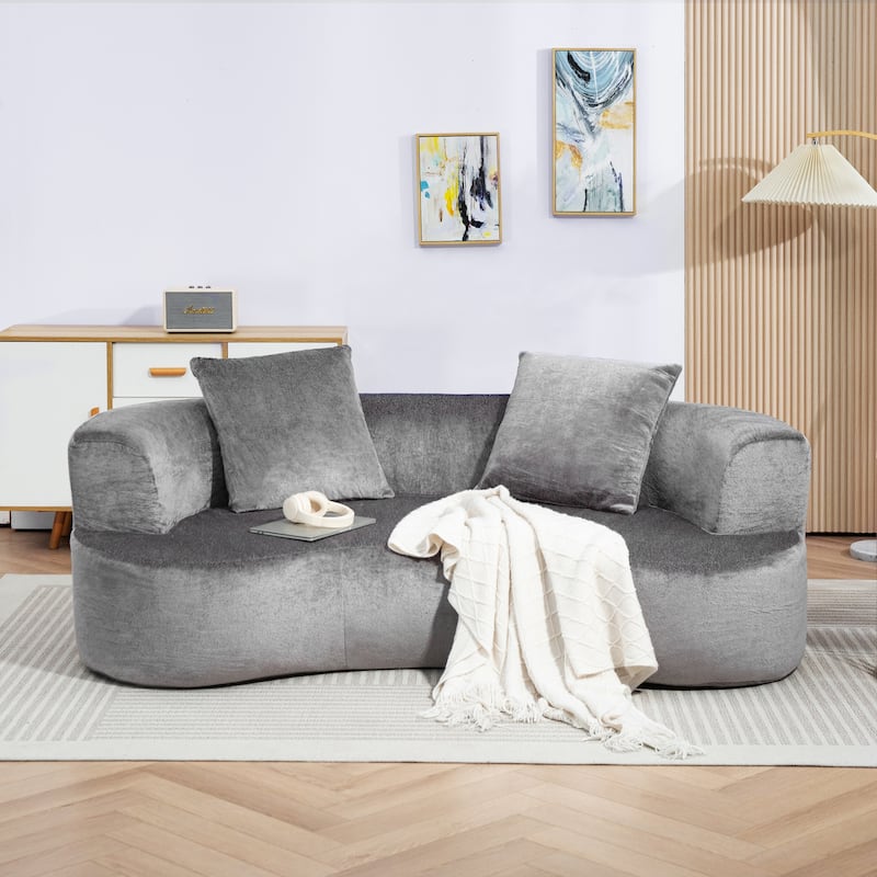 XINMICS 78.74'' Modern Sectional Sofa, 2-Seater Chenille Sofa with 2 Pillows, U-Shape Foam Sofa No Assembly Required