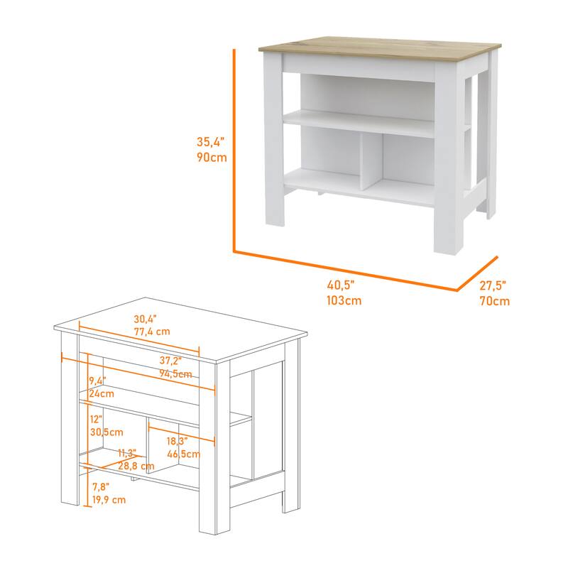 Rockaway 3-Shelf Kitchen Island