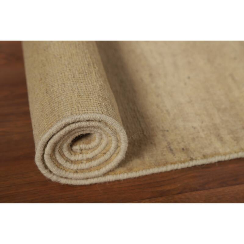 Beige Modern Gabbeh Oriental Runner Rug Handmade Wool Carpet - 2'9"x 8'1"