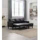 Black PU Leather Sectional Sofa,Sofa Bed with Convertible Chaise - Bed ...