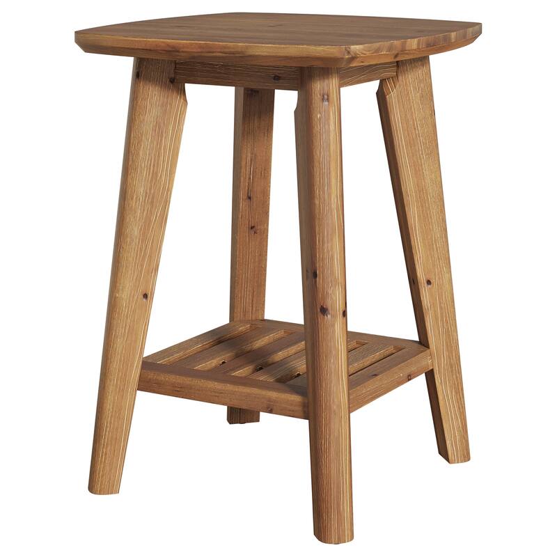 Solid Wood Square End Table with Storage Shelf, 19.68" Wood Side Table for Living Room, Sofa Side