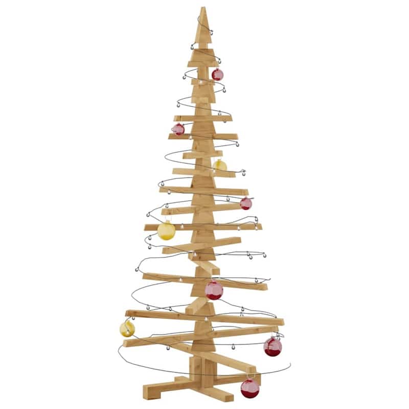 vidaXL Wooden Christmas Tree with Stand Brown Solid pine wood