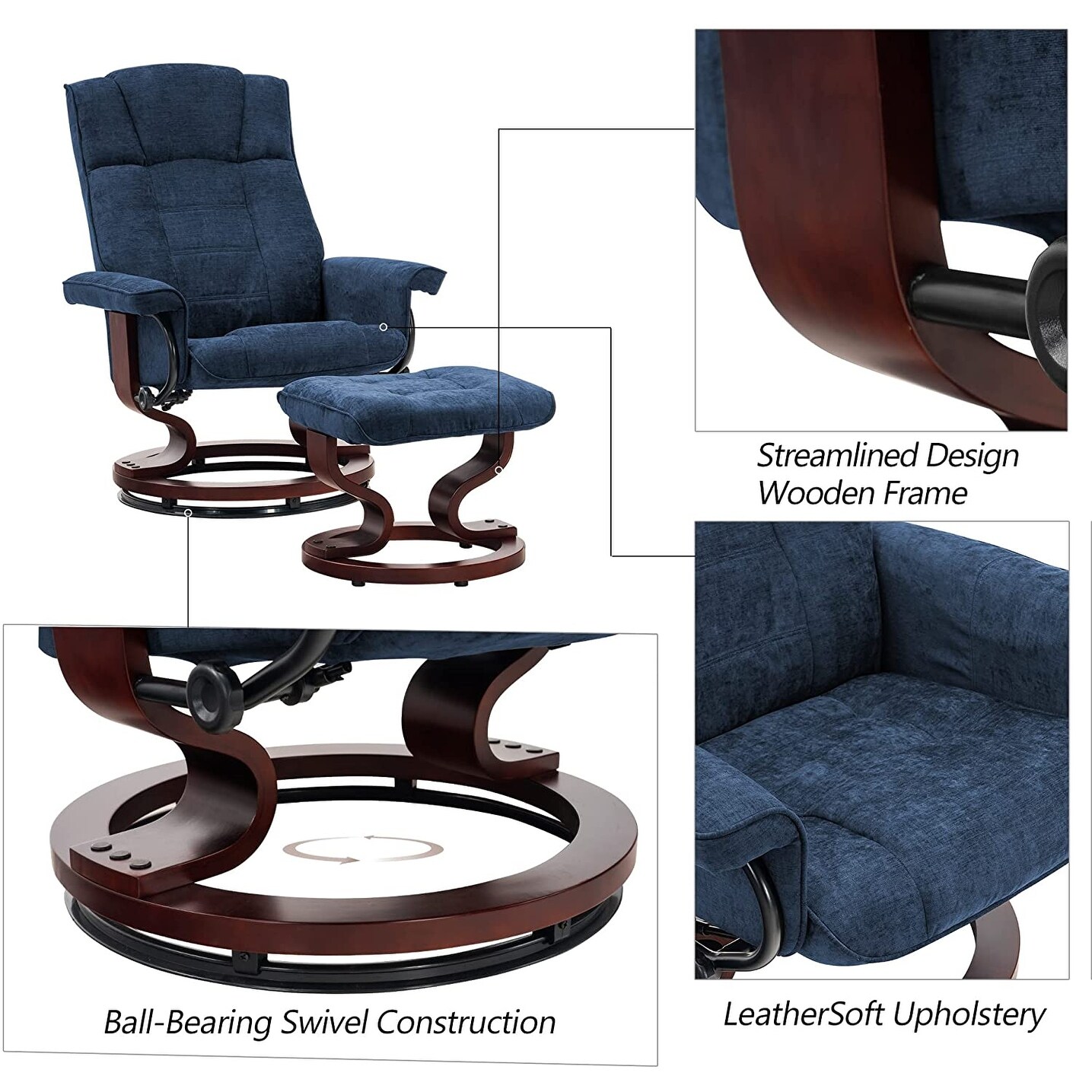Mcombo stressless recliner with ottoman chair accent recliner chair with vibration massage discount