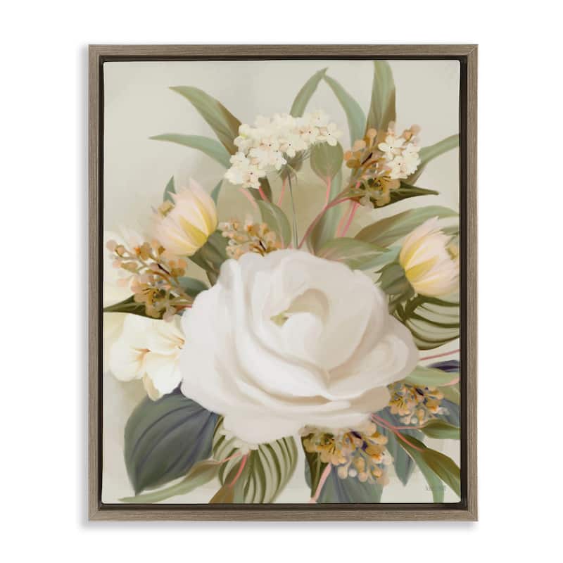 Stupell Charming Soft Rose Bundle Framed Floater Canvas Wall Art Design By House Fenway - 25 x 31 - Brown