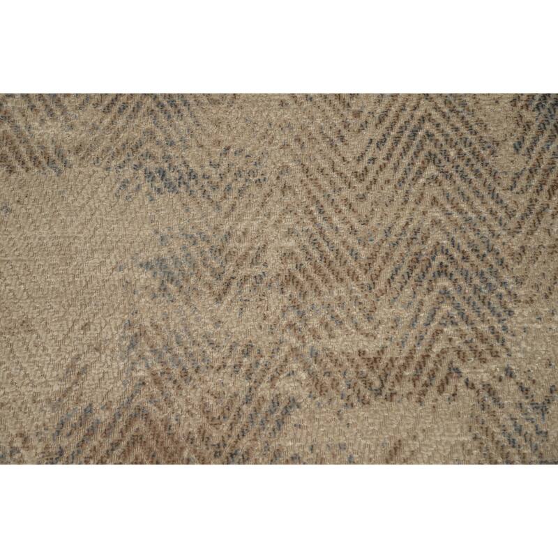 Hand Knotted Oriental Viscose Silk Carpet Modern All-Over Beige & Ivories Abstract Area Rug - 7' 9'' X 5' 10''