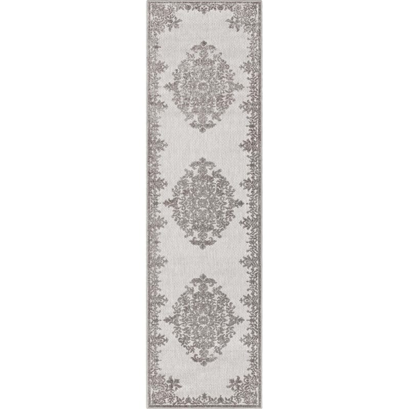 Well Woven Dorado Arid Modern Indoor Outdoor Medallion Area Rug - 2'7" x 9'10" Runner - Grey