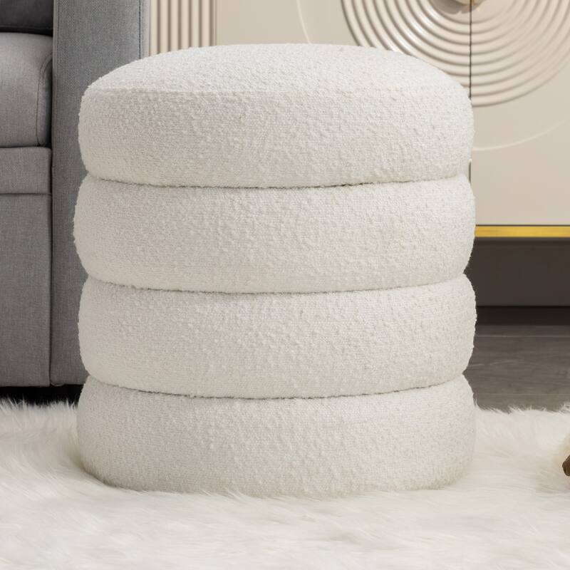 Velvet Round Footrest Ottoman
