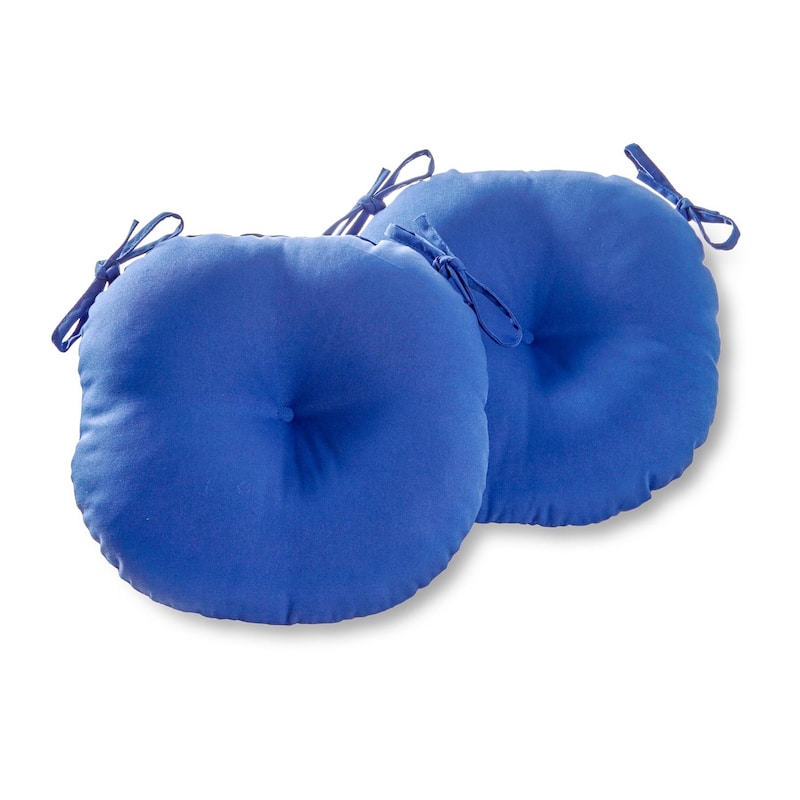 15-inch Round Outdoor Marine Blue Bistro Chair Cushions (Set of 2)