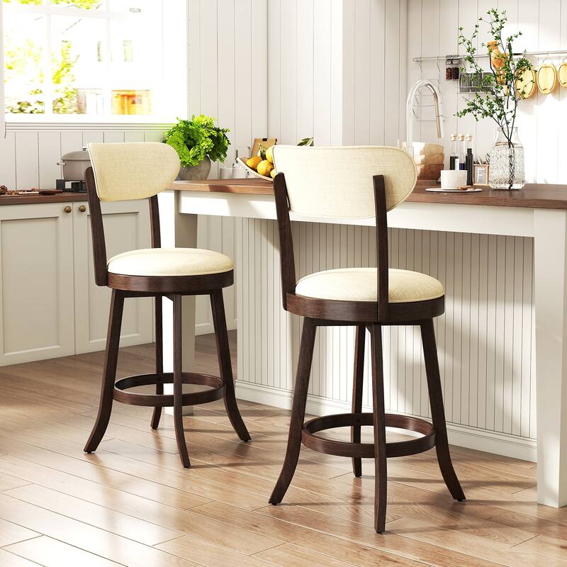 Gymax 25.5'' Counter Height Chairs Set of 2 w/ Padded Seat & Backrest