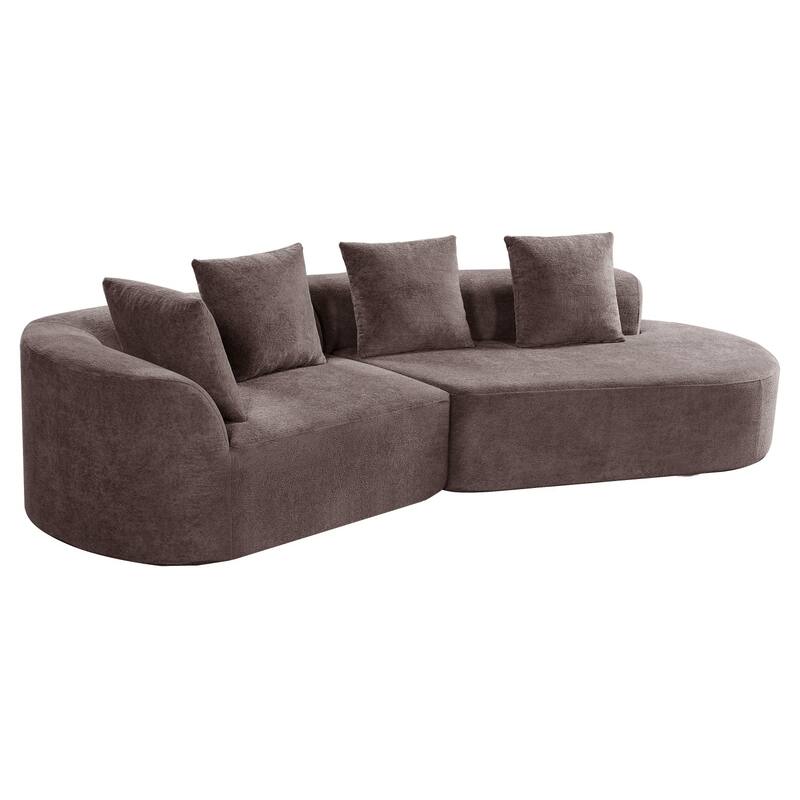 116" Curved Sectional Sofa with Pillows, No Assembly Required