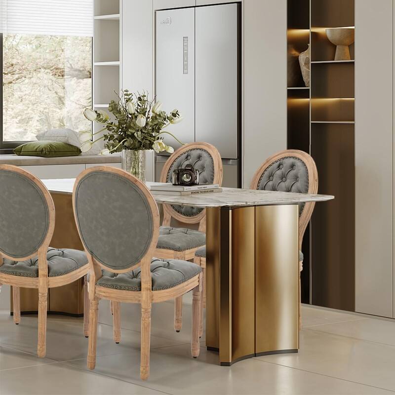 Upholstered French Style Nailhead Dining Chairs(Set of 4)