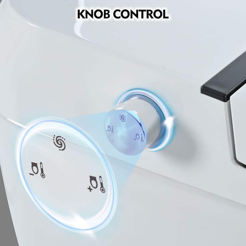 Heated Seat Smart Toilet,no Bidet,Dual Flush 1/1.28 GPF,Tank less,Adjustable Temp Seat,Foot sensor Flush,Knob Control,Power Out