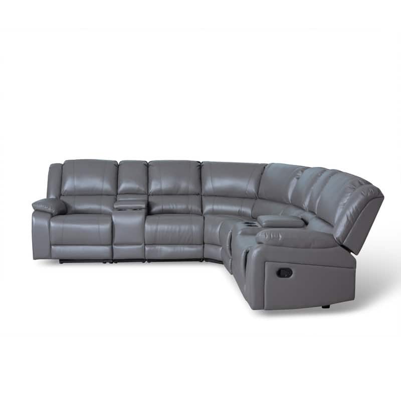 108" W Modern Contemporary Faux Leather 7 Piece Sectional Recliners