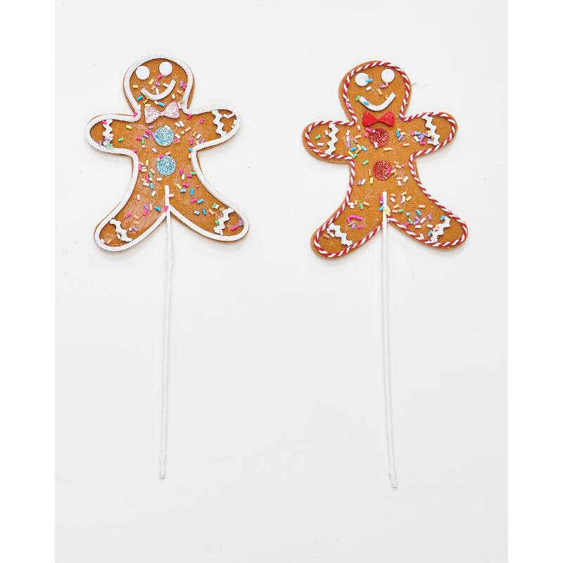 10.5" Gingerbread Candy Man Pick, 2 Assorted, Set of 12 - 10.5