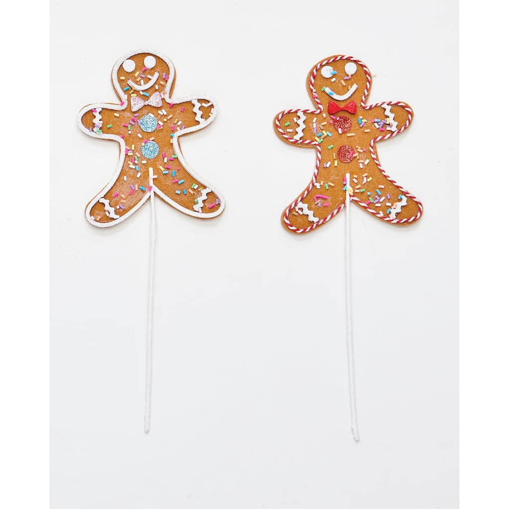 10.5" Gingerbread Candy Man Pick, 2 Assorted, Set of 12 - 10.5