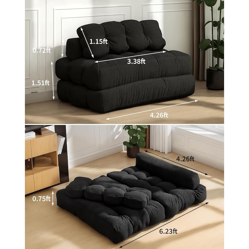 3-in-1 Portable Folding Sofa Bed Convertible Single Futon Couch Bed for Living Room