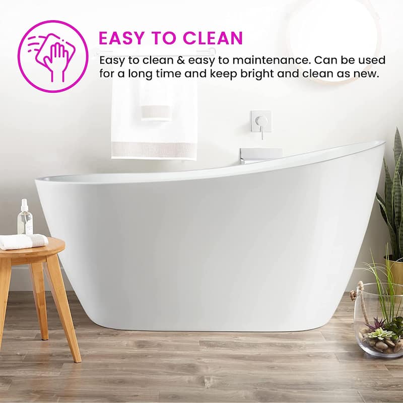 Vanity Art 55" X 28" White Acrylic Freestanding Bathtub