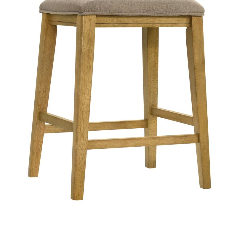 Jane Contemporary Transitional Backless Wood Counter Height Kitchen Bar Stool with Fabric Upholstered Seat