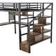 preview thumbnail 10 of 24, Full Size Metal Loft Bed with LED Lights, Charging Station, Desk, Pegboard, Wardrobe & Storage Staircase
