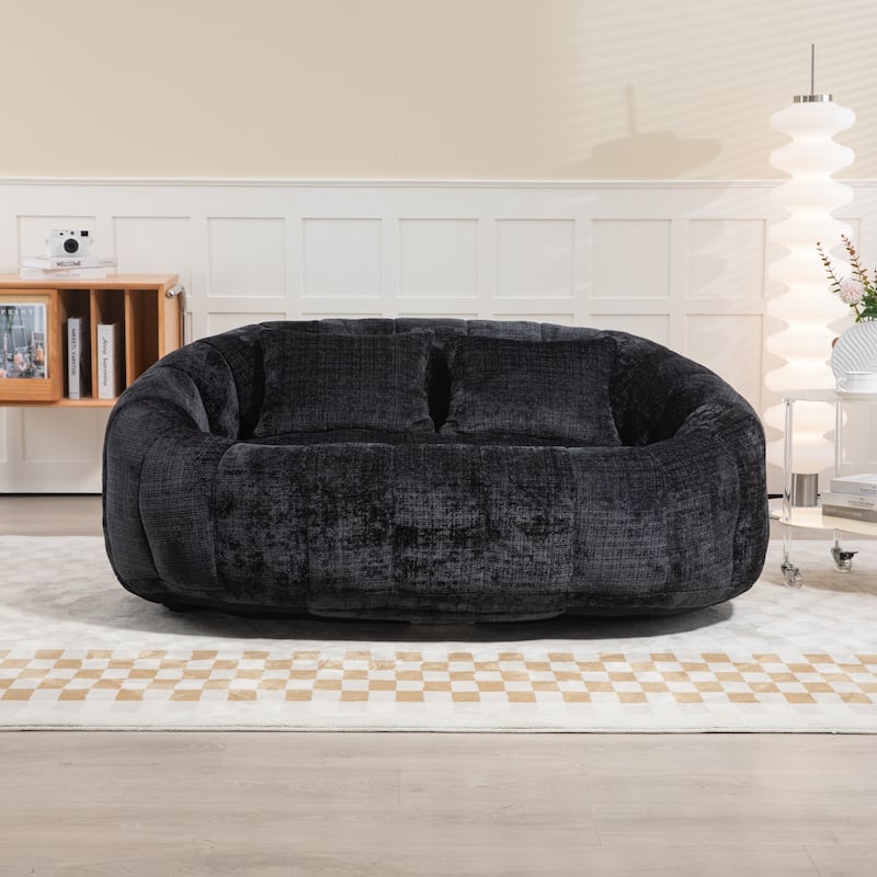 Modern Chenille 2-Seater Bean Bag Chair with 2 Pillows