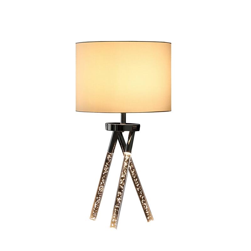 26.25 In. Mid Century Birgit LED Tapered Silver Metal Table Lamp