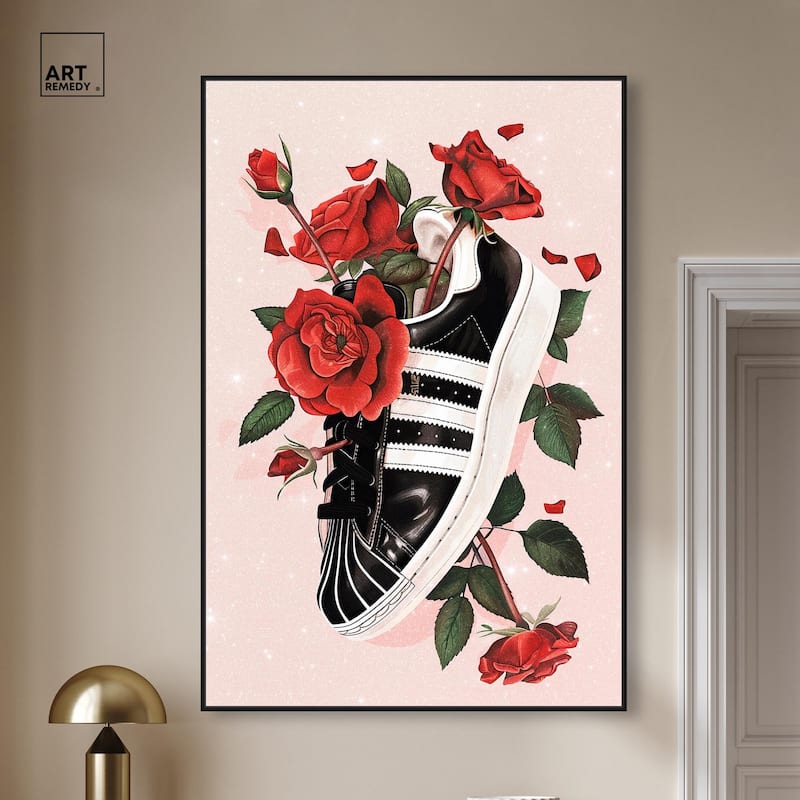 Sporty Sneaker Flowers Canvas by Art Remedy