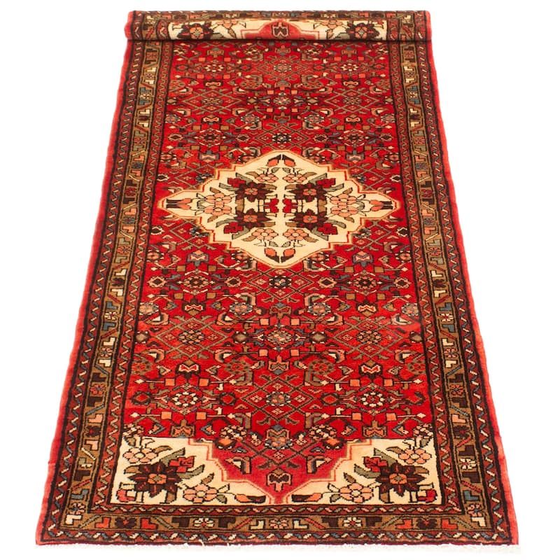 ECARPETGALLERY Hand-knotted Andelz Red Wool Rug - 3'7 x 9'2