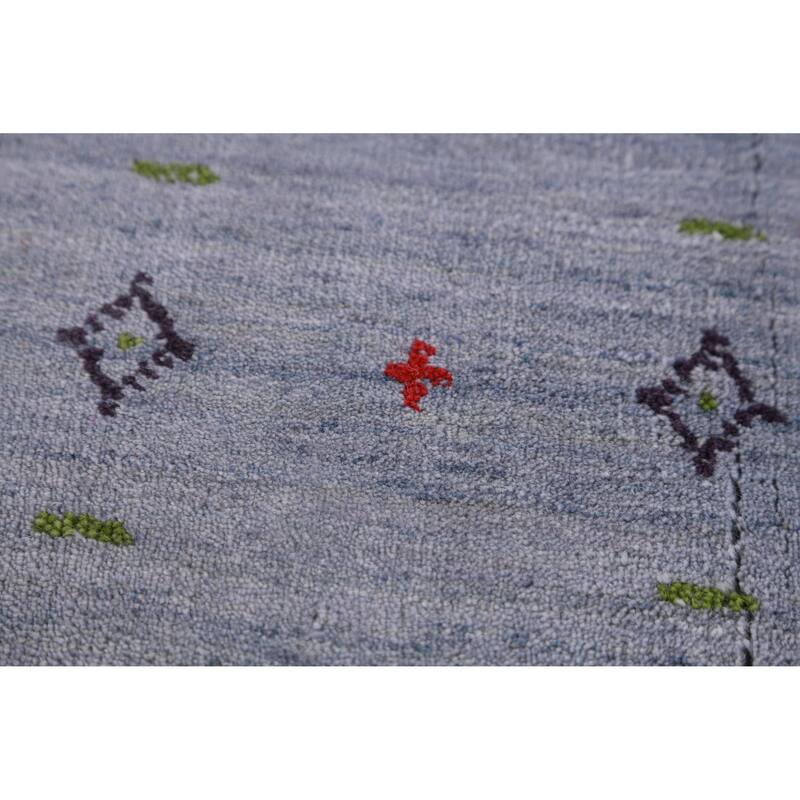 Hand Knotted Oriental 100% Wool Carpet Tribal Animal Pictorial Navy Blue & Blues Gabbeh Area Rug - 9' 9'' X 8' 2''