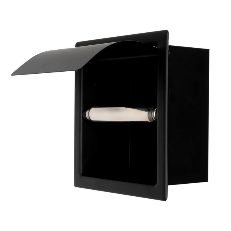 ABTPC77-BLA Black Matte Stainless Steel Recessed Toilet Paper Holder with Cover