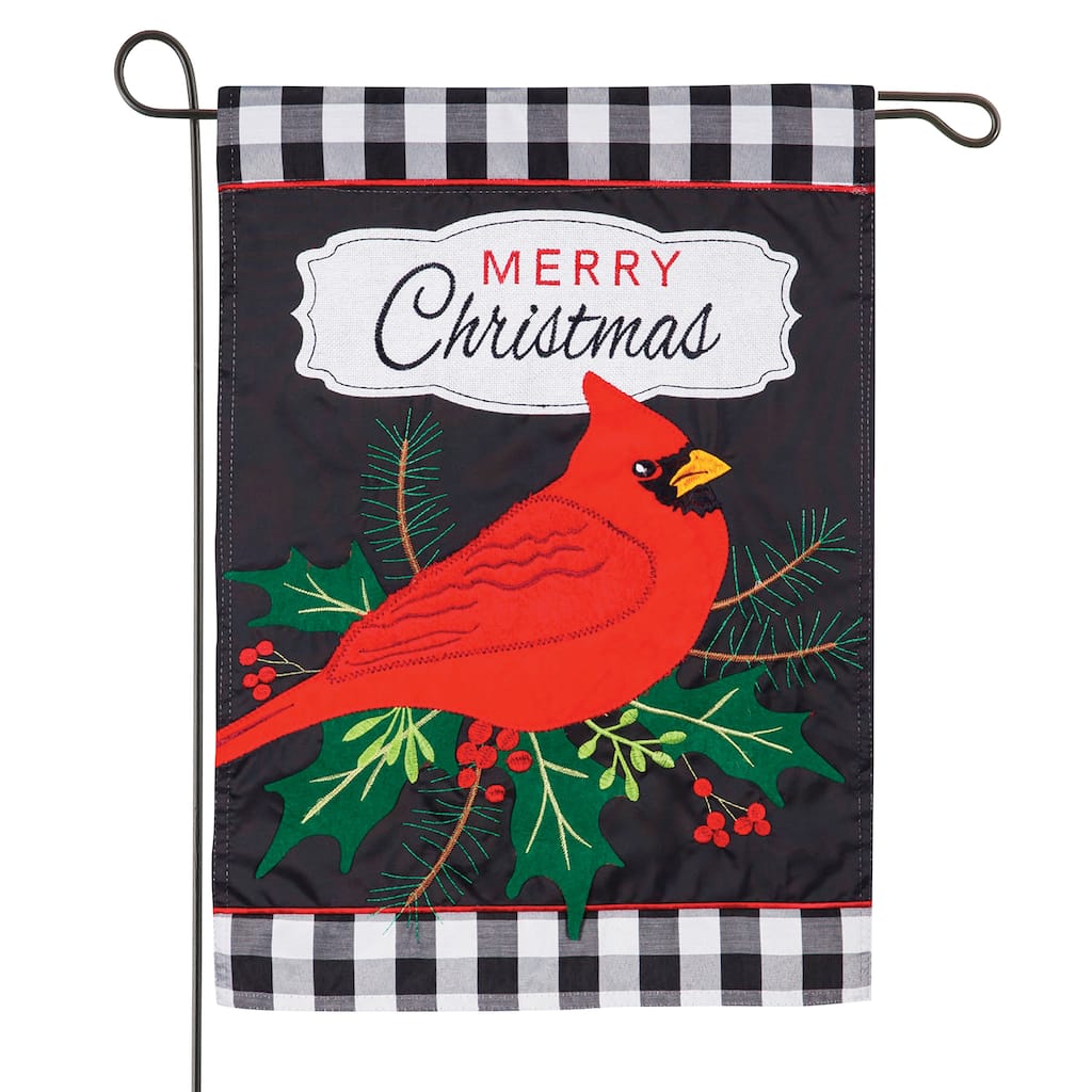Merry Christmas Cardinal Garden Applique Flag