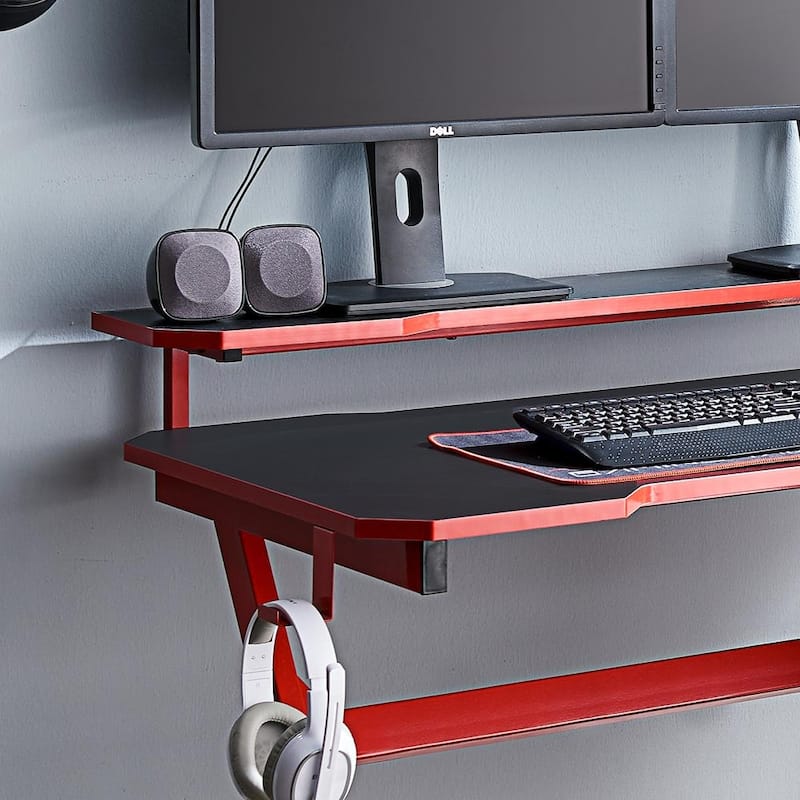 JJS 48" Home Office R-Shaped Gaming Computer Desk with Removable Monitor Stand