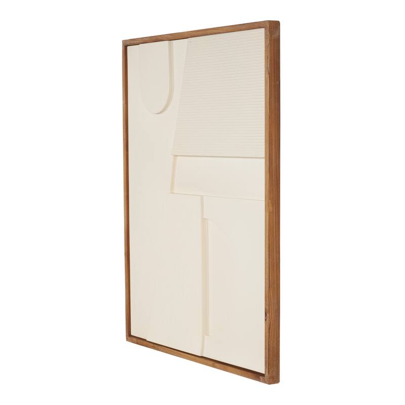 White or Cream Wood Geometric Wall Decor with Brown or Black Wood Frame