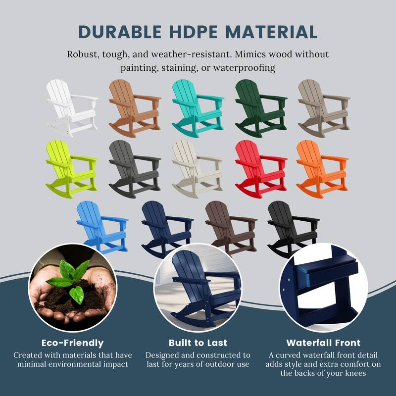 Laguna Hdpe All Weather Outdoor Patio Rocking Chairs With Side Table (3-Piece Set)