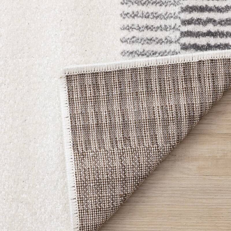Covington Collection - Cream Grey Striped Neutral Indoor Area Rug