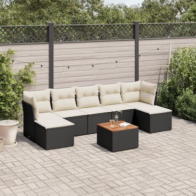 vidaXL Patio Sofa Set with Cushions Outdoor Furniture 8 Piece Poly Rattan - 24.4 x 24.4 x 27.2