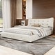 preview thumbnail 2 of 7, Modern Queen Size PU Upholstered Platform Bed with Ergonomic Wingback Headboard, No Box Spring Needed, Cream