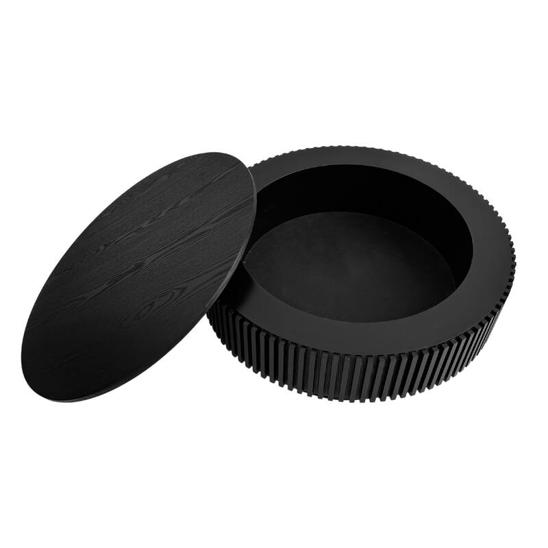 31.5'' Round Coffee Table with Storage - Black