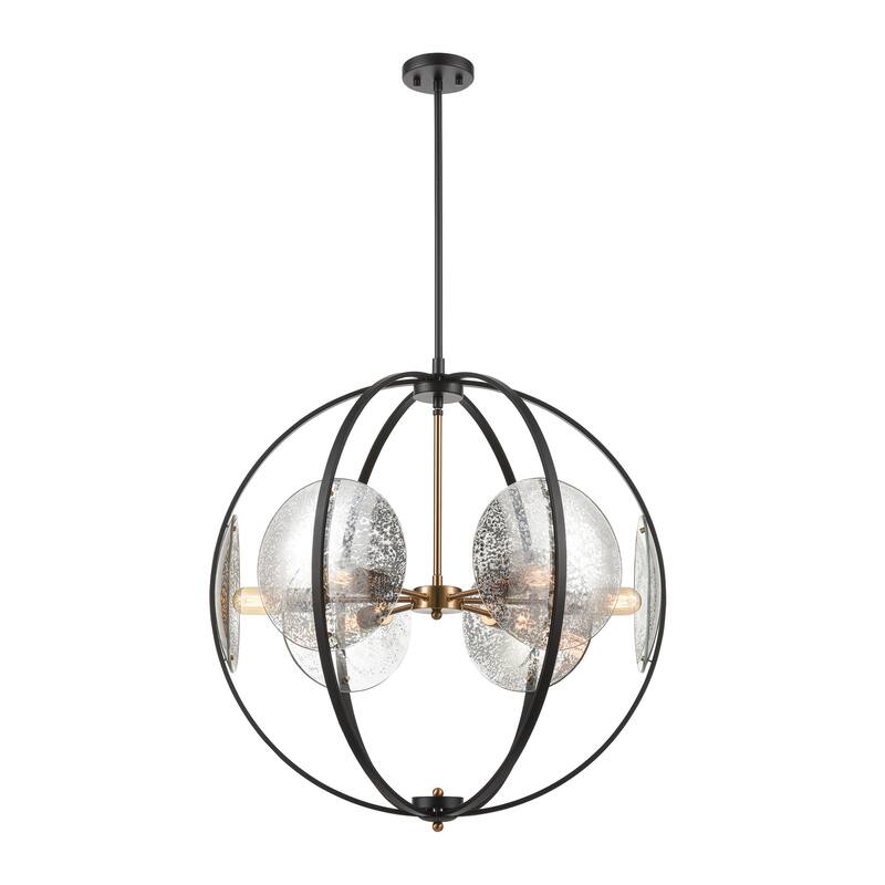 Elk Home Oriah Matte Black With Mercury Glass 6 Light Chandelier