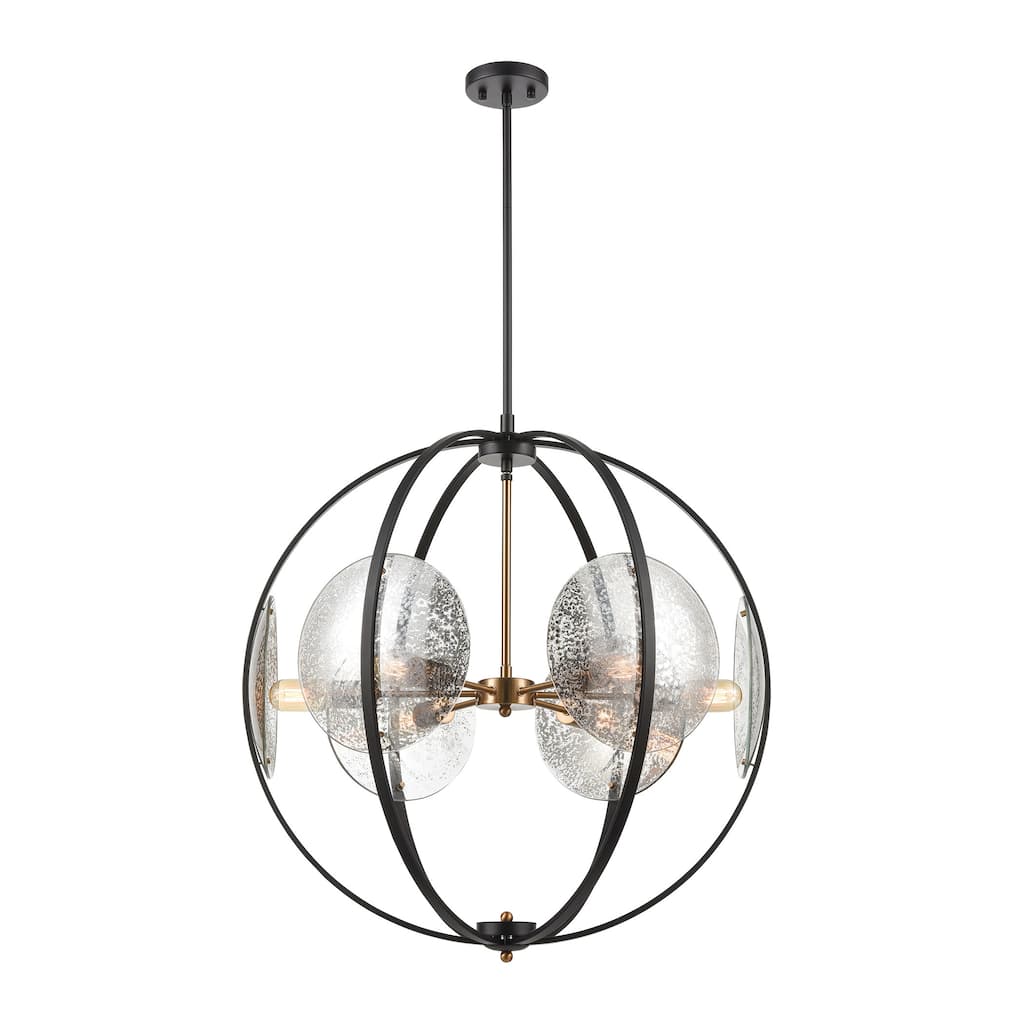 Elk Home Oriah Matte Black With Mercury Glass 6 Light Chandelier