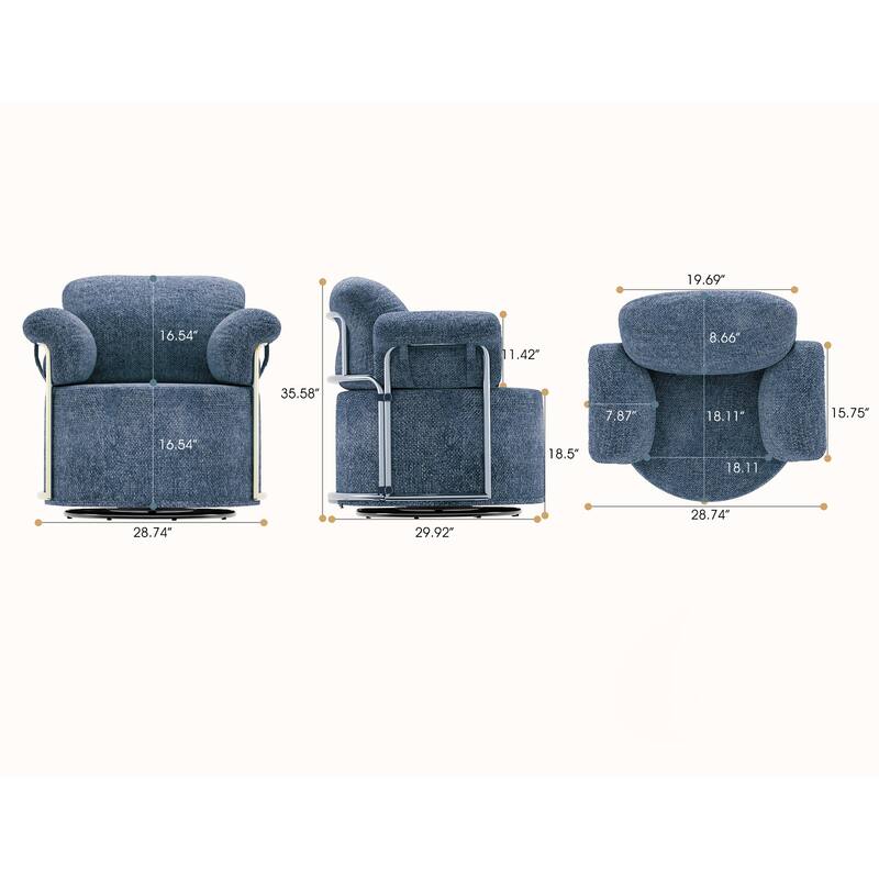 Upholstered 360 Degree Barrel Swivel Accent Sofa Chair