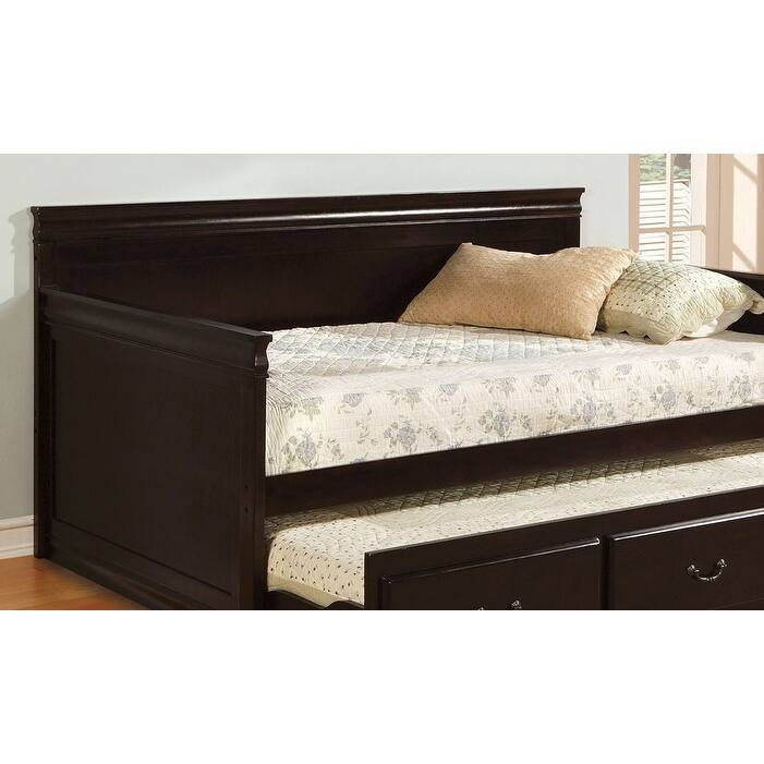 Traditional Twin Daybed with Trundle and Espresso Finish