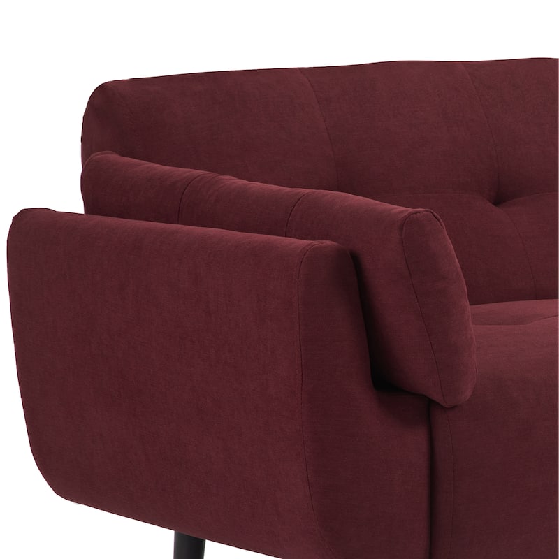 75" Convertible Sleeper Futon Sofa Bed With Adjustable Tufted Back