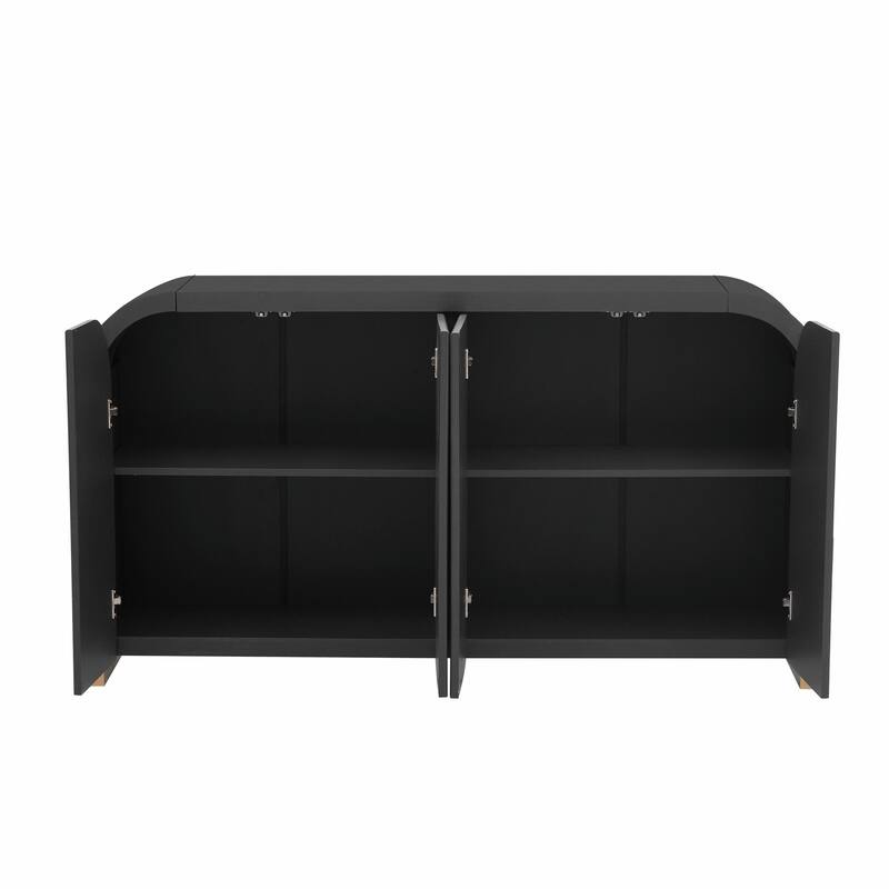 4-door Unique Wave Pattern Design Storage Cabinet